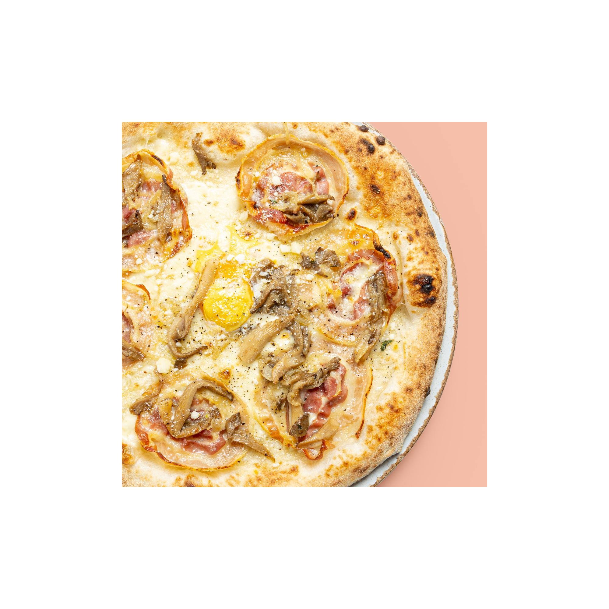 Pizza Carbonara con funghi ostrica