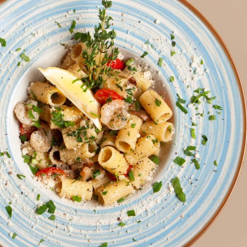 Rigatoni z krewetkami i borowikami